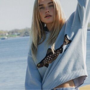 Blue Fish Pattern Sweater